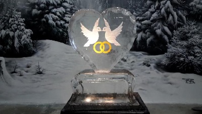 Eisskulptur Tauben, Eisfigur Hochzeit